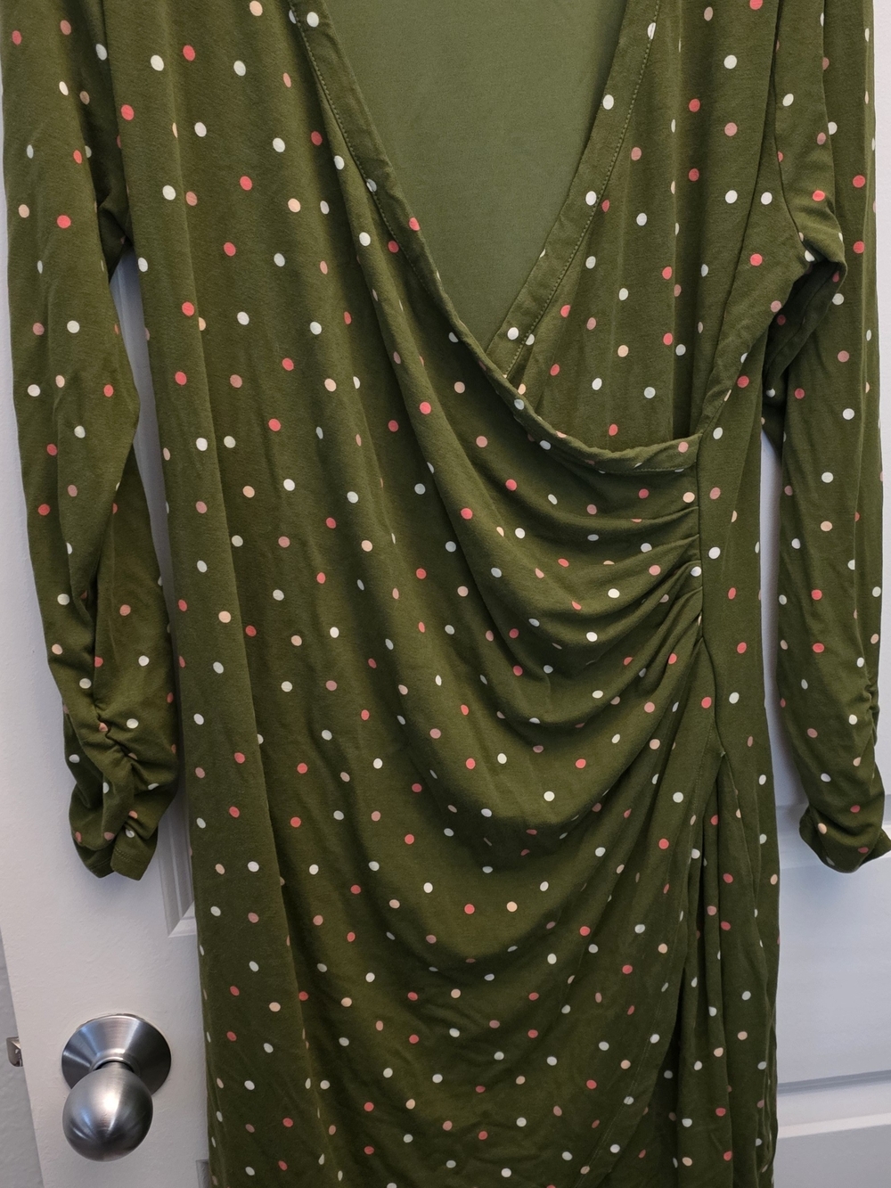 Kettlewell Olive Green Polka Dot Wrap Dress